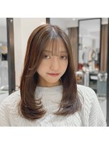 クラン 横浜(Clanc) くびれヘア ハイライトカラー アプリコットオレンジ 夏