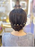 結婚式 二次会 お呼ばれ アップスタイル×パールピン