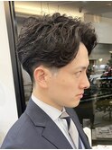 30代40代メンズビジネスナチュラルパーマ爽やかツーブロ
