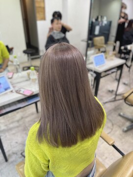 アジールヘア 所沢プロペ通り店(agir hair) ミルクティーベージュこなれミディイメチェン前髪ブリーチ所沢
