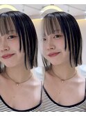 顔周りレイヤー×切りっぱなしボブ
