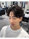 ビジネスメンズショートリクルート七三かき上げヘアツーブロック