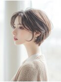 絶壁解消/大人ショートボブ/ネビージュ/白髪ぼかし/30代/40代