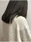 グレージュハンサムショートレイヤーカットセミロングボブヘア
