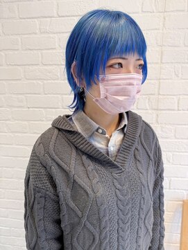 デイジー インデックスヘア 大島店(DAISY index hair) ケアブリーチブルーカラー/ライトブルーウルフボブ¥23900大島