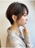 暗髪ショートボブ◎髪質改善ストレートで艶めく美髪春カラー
