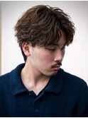 センターパートフェザーパーマシャドウパーマメンズパーマ