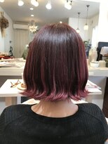 ヘア デザイン 虹いろのはさみ&nbsp;40代大人可愛いピンクボブ