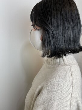 ヘア プロデュース キュオン(hair produce CUEON.) 韓国ボブ×ネイビーブルー