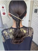タイトポニー 金箔 シンプルヘア ゴールドアクセ