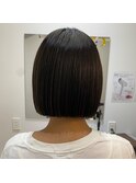 軽めボブ　縮毛矯正　切りっぱなし　ストレートボブ　ボブカット