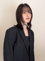 小顔前髪顔周りレイヤー×グレージュカラー デザインカラー