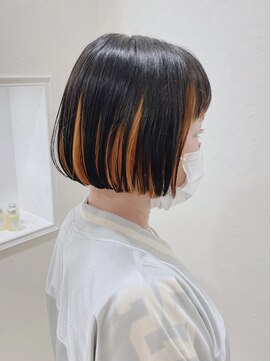 ヘアースペースブルーム リアン 岡町店(HAIR SPACE BLOOM Lien) 【岡町/インナーカラー】大人カジュアル　オレンジインナー