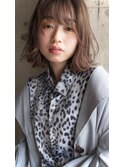 小顔レイヤーカット外はねボブナチュラルブラウン20代30代