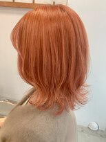 ハク アトリエ(HaKU atelier)&nbsp;暖色オレンジハイトーンカラー外ハネボブペールトーン