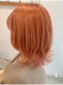 暖色系カラーオランジュハイライトカラー外ハネボブ