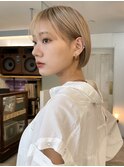 ブロンドベージュブリーチなしダブルカラーハイトーン透明感