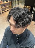 波巻きパーマ/ハイライト/アッシュブラック/柏/MEN'S