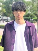 ツーブロックマッシュパーマモノトーングレージュ刈り上げボブ