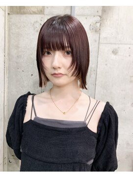 サクラ オモテサンドウ(SAKURA) フェイスレイヤーボブ ピンクブラウン 外ハネボブ