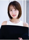 ぱっつん前髪薄めバング流し前髪シンプルストレートボブミニボブ