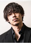 大人サーフダウンバング マッシュ パーマ ビジネス ショート