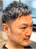 【ビジネスマン】クセ毛風パーマツーブロックフェード【爽やか】