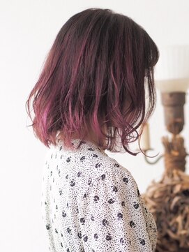 ヘアーループレル(Hair ruup Rell design works) ピンクバイオレットのバレヤージュ