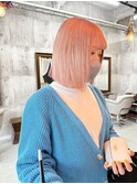 ホワイトピンク_ハイトーンボブ