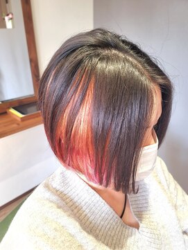 ヘアモグ(hair Mogu) デザインカラーMIX  前下りボブ