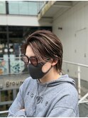 ハイライトカラー毛流れセンターパート