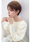 ナチュラルボブくびれヘアアプリコットオレンジ20代30代40代50代