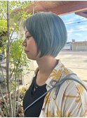 ブリーチ/カーキ/緑/派手髪ショート