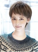 大人ショートボブ丸みショートカットマッシュショート前髪あり