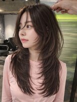 シオン(shion) 顔周りレイヤーロング韓国ヘアイメチェン_F21560