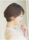 丸みショート・ボブ/丸顔/前髪あり/絶壁解消/30代/40代/50代