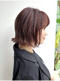 大人ミニボブ前髪あり切りっぱなしボブピンク丸顔K20260501