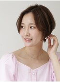 ナチュラルな髪色と自然なフォルムのリップラインボブ◎白髪染め