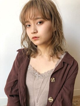 コフィー バイ メルト 吉祥寺(cofy by melt) 【三ツ井純】ベージュカラー ナチュラルパーマ風コテ巻きミディ