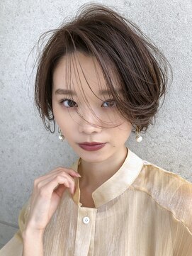 ガーデン 銀座(GARDEN) 丸みのある大人ショートボブ前髪パーマ白髪ぼかしグレーベージュ