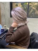 切りっぱなしボブ エアリーロング 美髪 ピンクブラウン