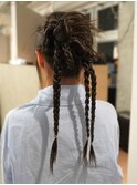 ヘアアレンジ　編みおろし　カチモリ　ロングヘア　お呼ばれヘア