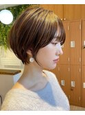 ●前下がりショートボブハンサムショートカットカラーパーマケア
