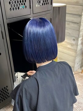 ヲタク(wotaku.) ブルーカラーネイビーブルーブルージュ青髪ボブダブルカラー艶髪