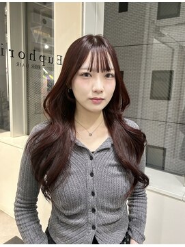 ユーフォリア 渋谷グランデ(Euphoria SHIBUYA GRANDE) ピンクブラウン　くびれ巻き　レイヤーカット