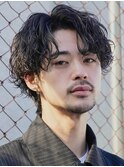原宿メンズパーマルーズパーマシャドウパーマセンターパート緩め