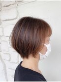丸みショート×艶ブラウン
