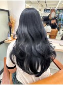 ロングレイヤー美髪ネイビーブルーコリアンスタイル【梅田】