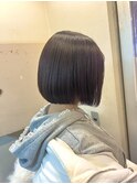 丸みボブ　ボブカット　くすみベージュ