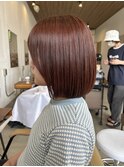 20代30代40代大人可愛いうるツヤ透明感ボブ×ヴィンテージレッド